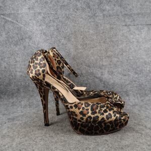 Privileged Shoes Womens 7.5 High Heel Pumps Stiletto Peep Toe Animal Print